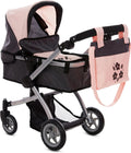 Doll Stroller Convertible Pram for Kids - Adjustable 25in Handle