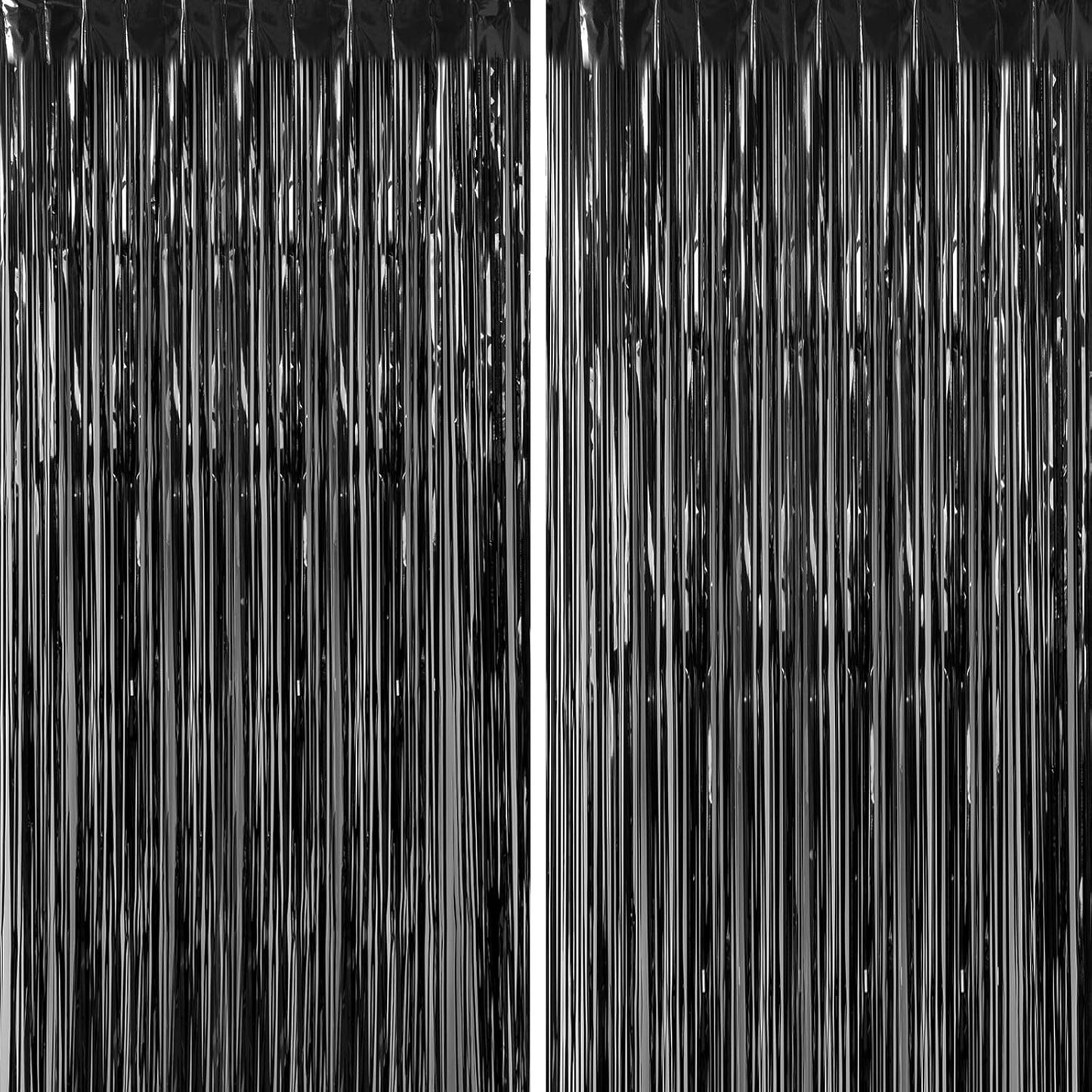 Shimmering Black Tinsel Curtains - Party Perfect!