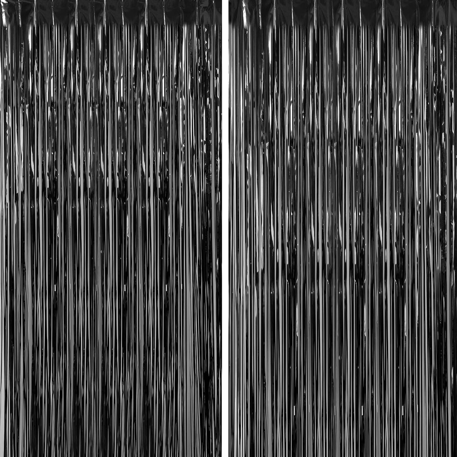Shimmering Black Tinsel Curtains - Party Perfect!