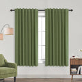 KOUFALL Bathroom Window Curtain Short Boho Rustic Linen Moss Olive
