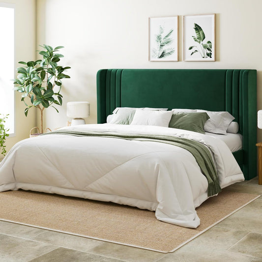 Luxurious King Size Velvet Platform Bed Frame with Storage