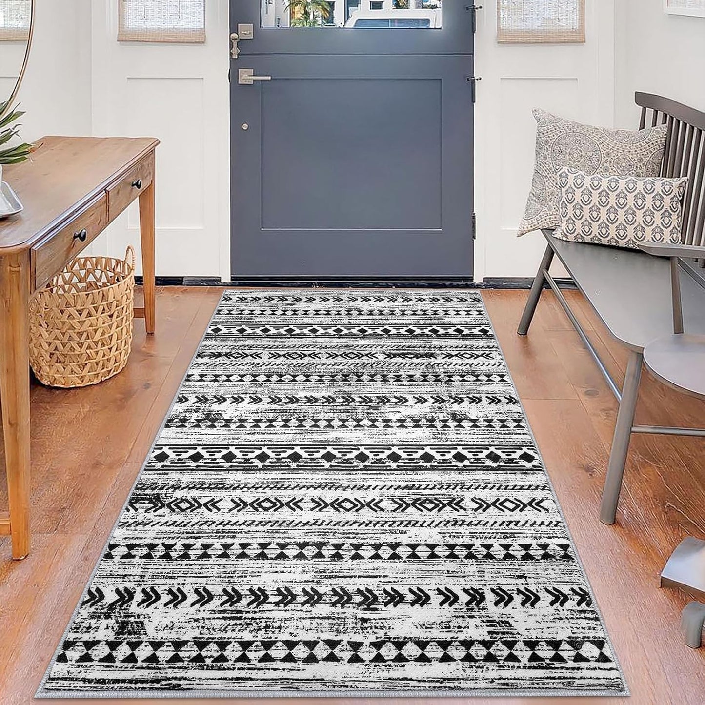 3x5 Black and White Boho Area Rug for Stylish Home Decor