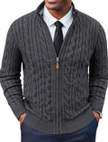 Mens Cardigan Sweater Full Zip Up Stand Collar - Warm, Versatile Fit