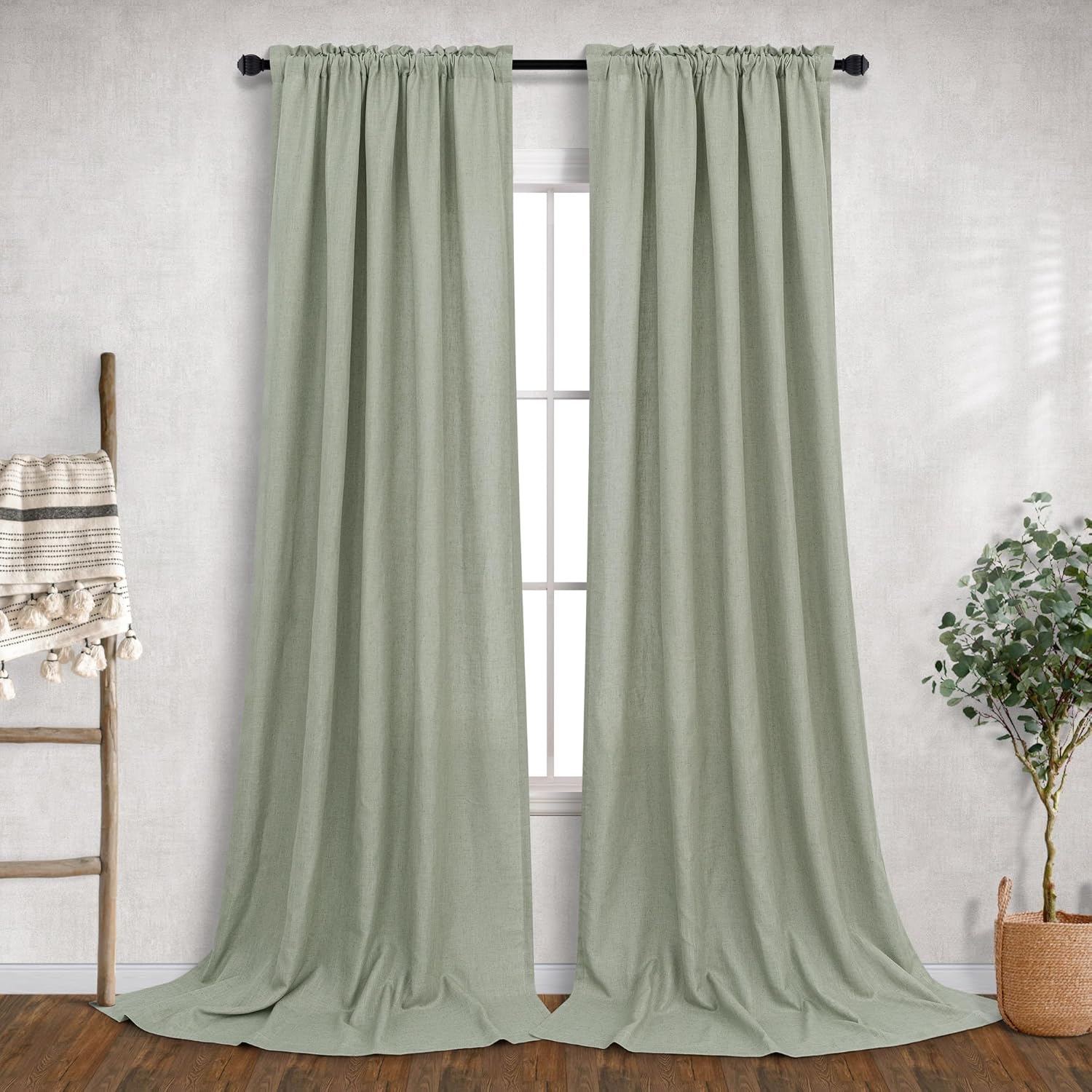 Sage Green Curtains 108 Inches Long for Living Room Decor
