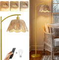 Boho Floor Lamp with 3 Color Temperatures - Rattan Standing Lamp