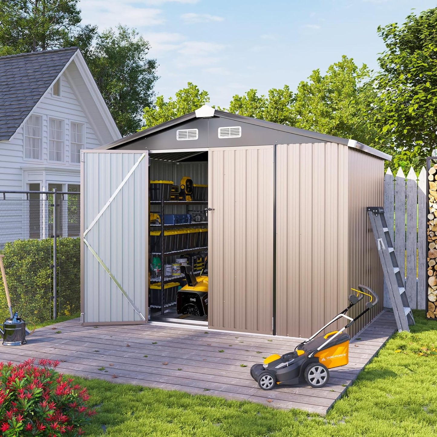 8 x 5.6ft Outdoor Storage Shed for Garden and Tool Storage