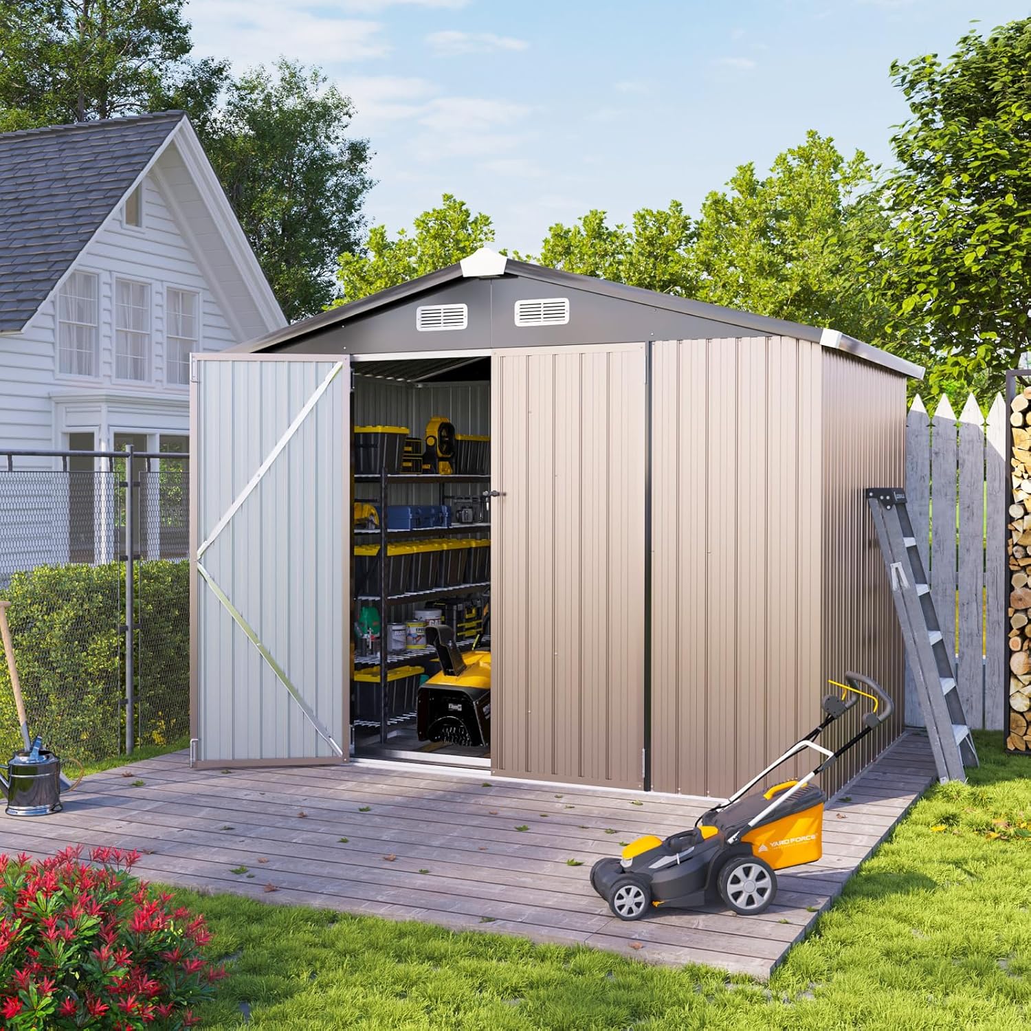 8 x 5.6ft Outdoor Storage Shed for Garden and Tool Storage