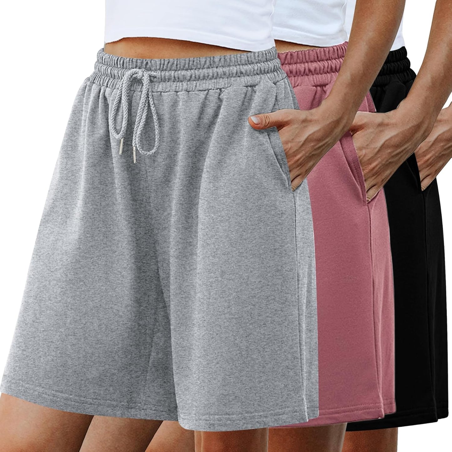 Quenteen Women's Plus Size Athletic Bermuda Shorts for Comfort