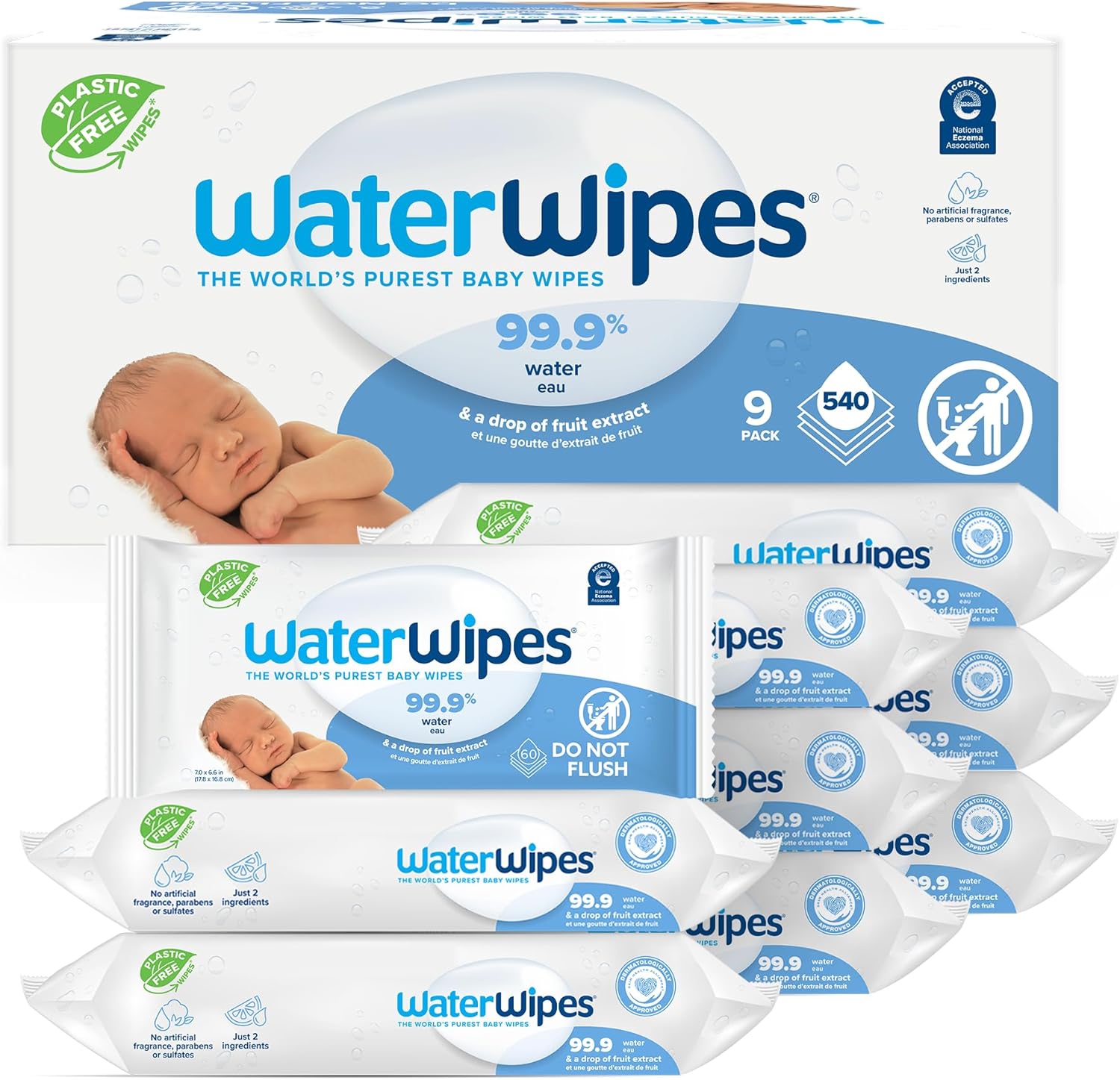 WaterWipes: 99.9% Water Baby Wipes, Hypoallergenic & Unscented