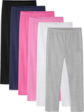 6 Pack Girls Leggings Cotton Pants for Kids - Warm Stretchy