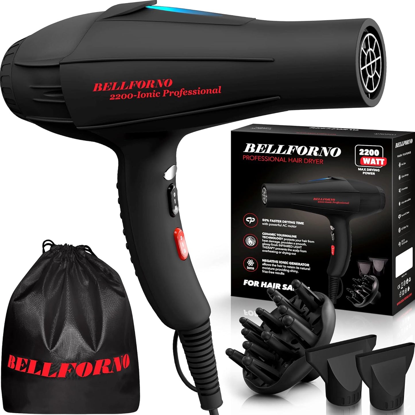 Professional 2200W Diffuser Hair Dryer for Curly Hair Styling