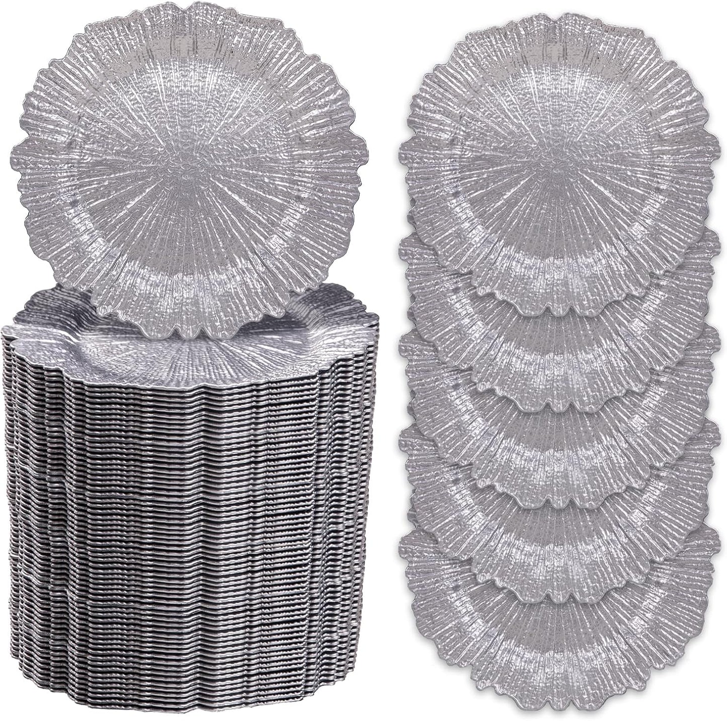 MAONAME 13 Silver Charger Plates Set of 100 for Elegant Dining