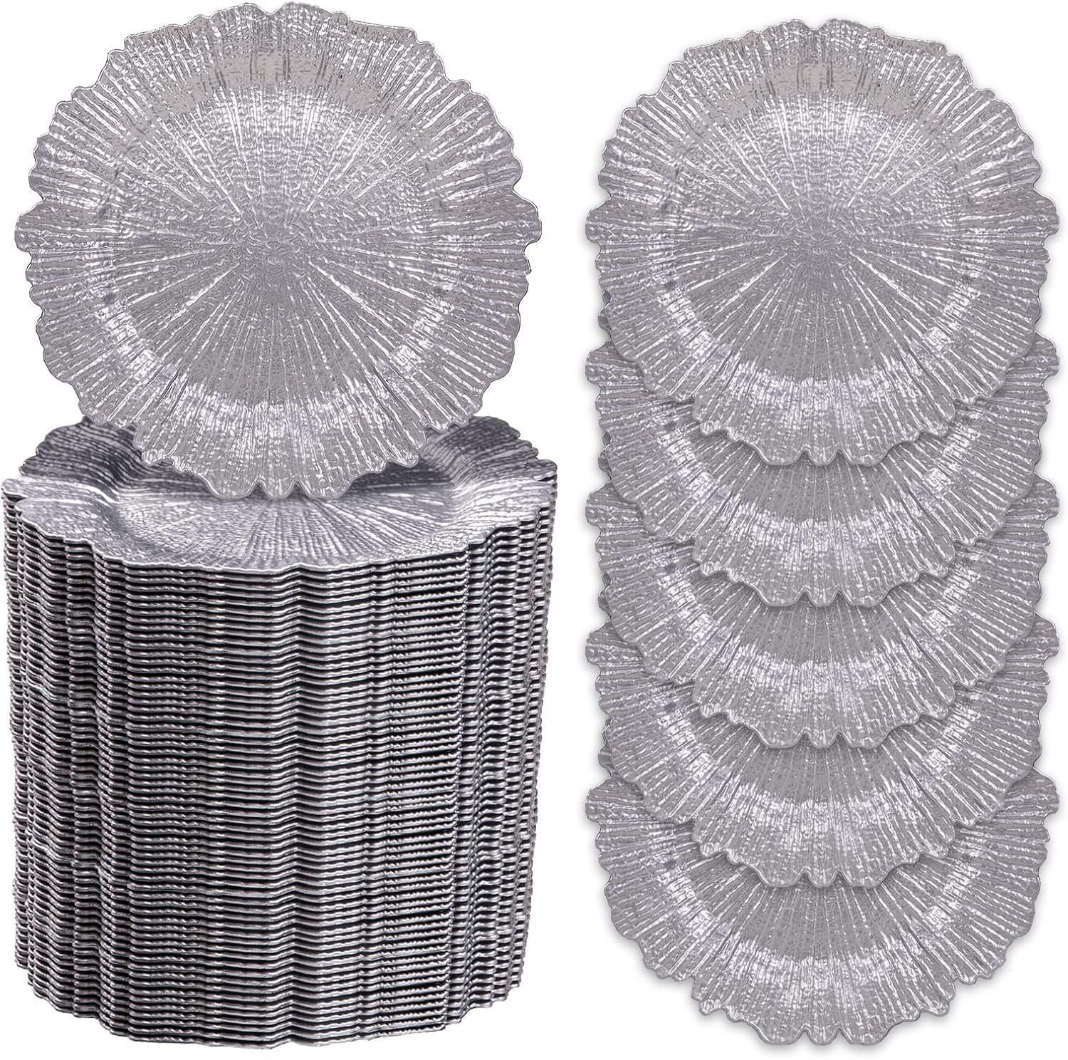 MAONAME 13 Silver Charger Plates Set of 100 for Elegant Dining