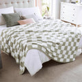 Checkered Throw Blanket Sage Green - Soft Cozy 90in x 108in