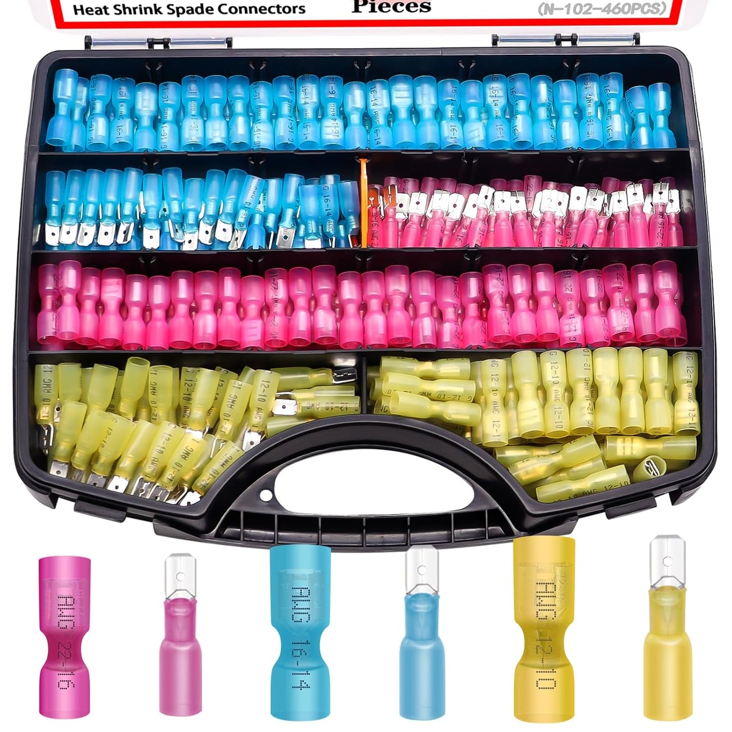 Twidec 460PCS Heat Shrink Spade Connectors Kit for Quick Disconnect