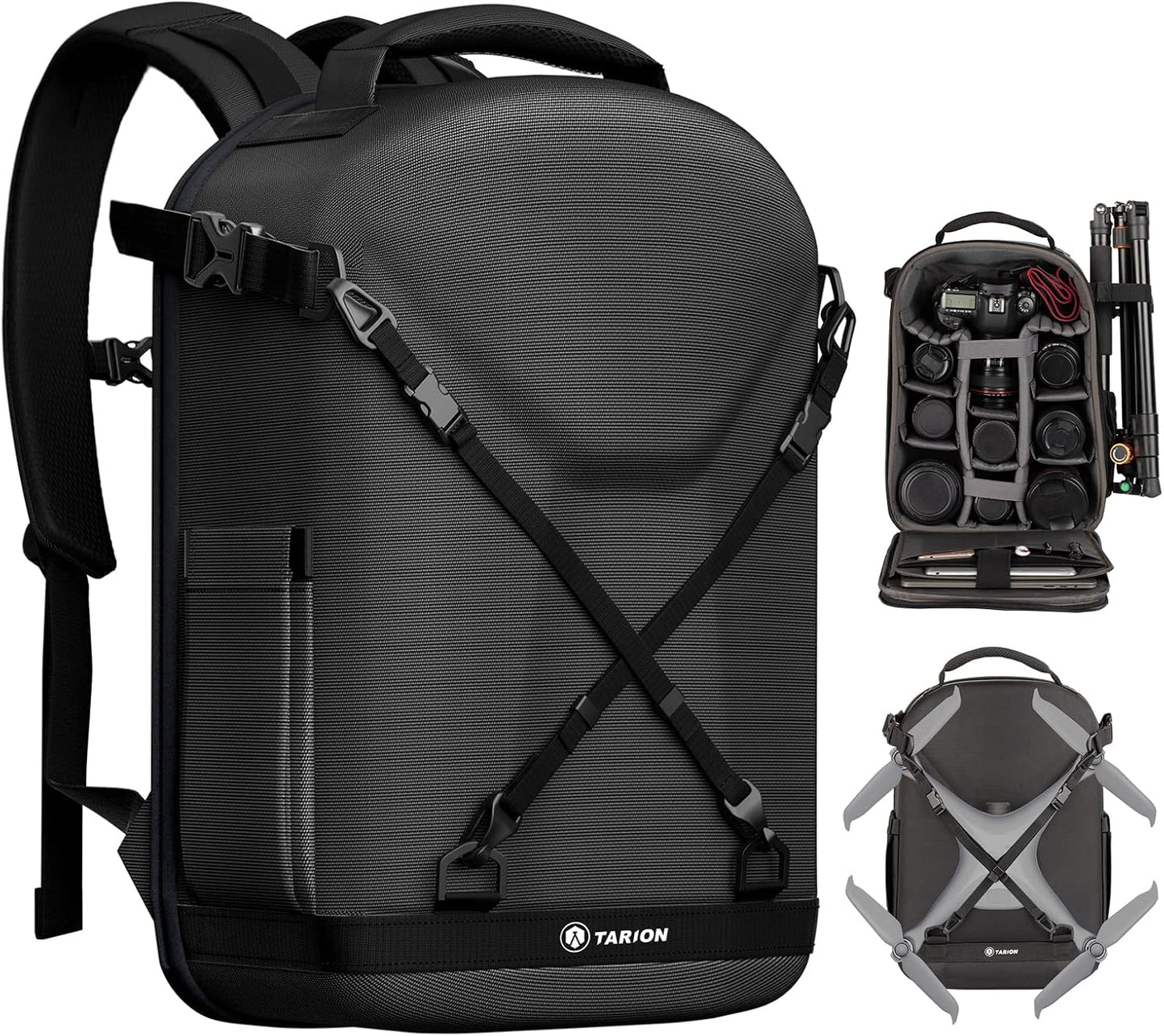 TARION Hardshell Camera Backpack: Waterproof & Durable DSLR Bag - Black