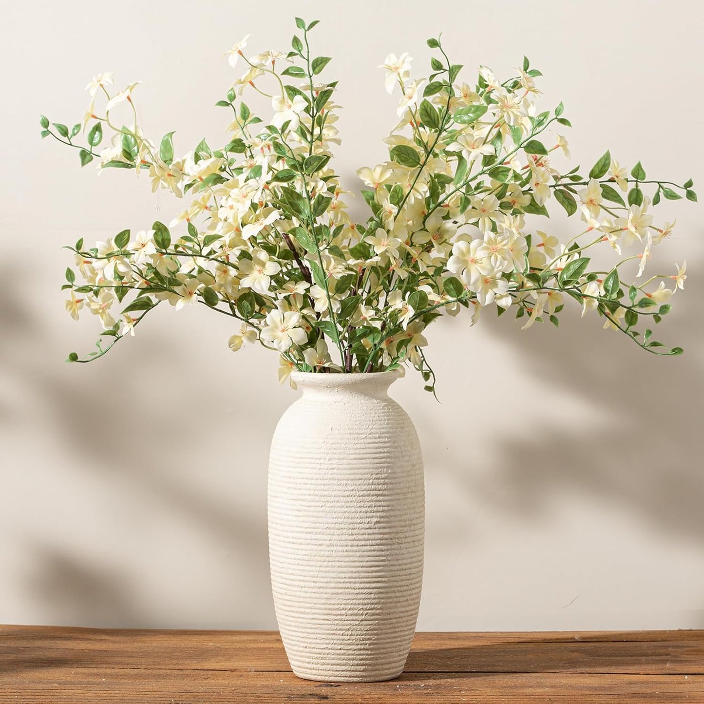 Ceramic Flower Vase for Home Decor - Rustic Farmhouse Style