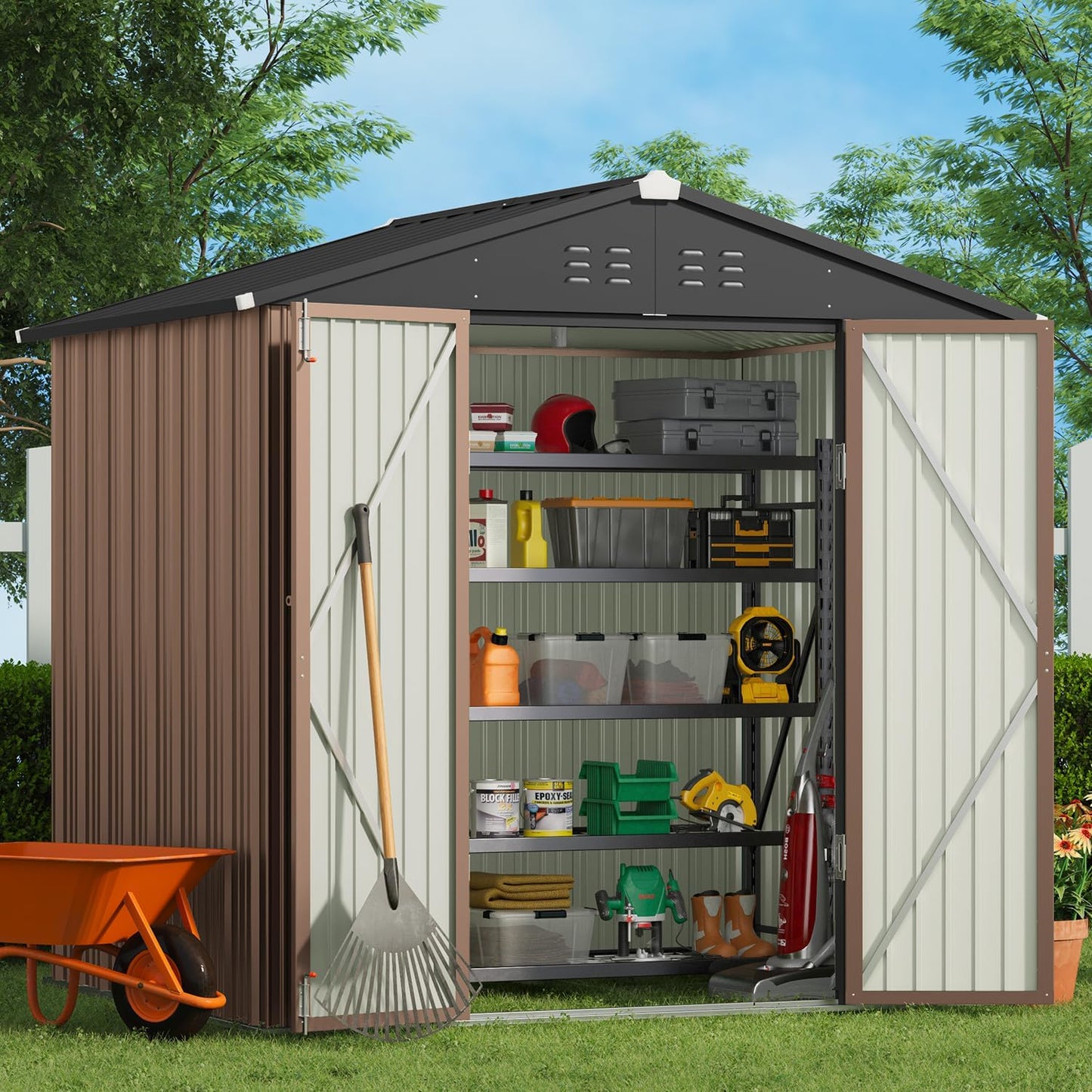 Gizoon Outdoor Storage Shed 8 x 6 FT for Backyard Organization