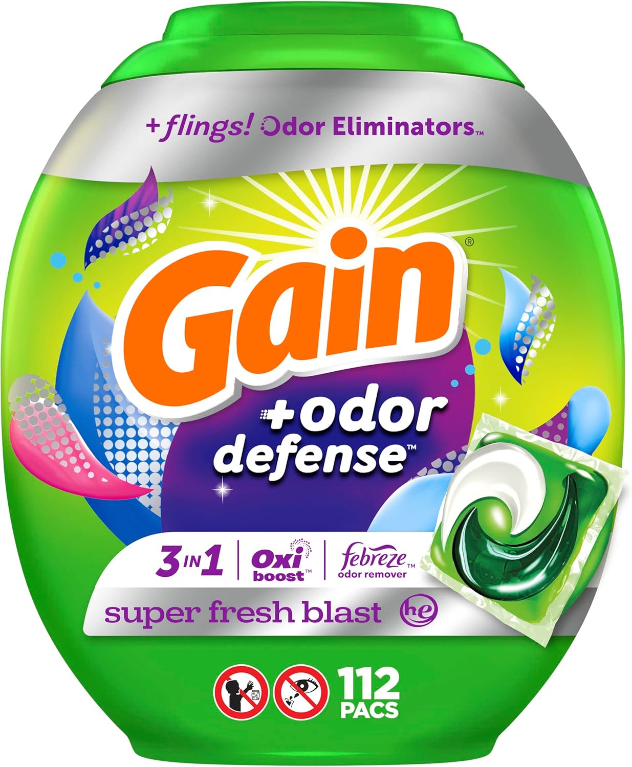 Gain Flings 3-in-1 Laundry Pods, Febreze & Oxi Power