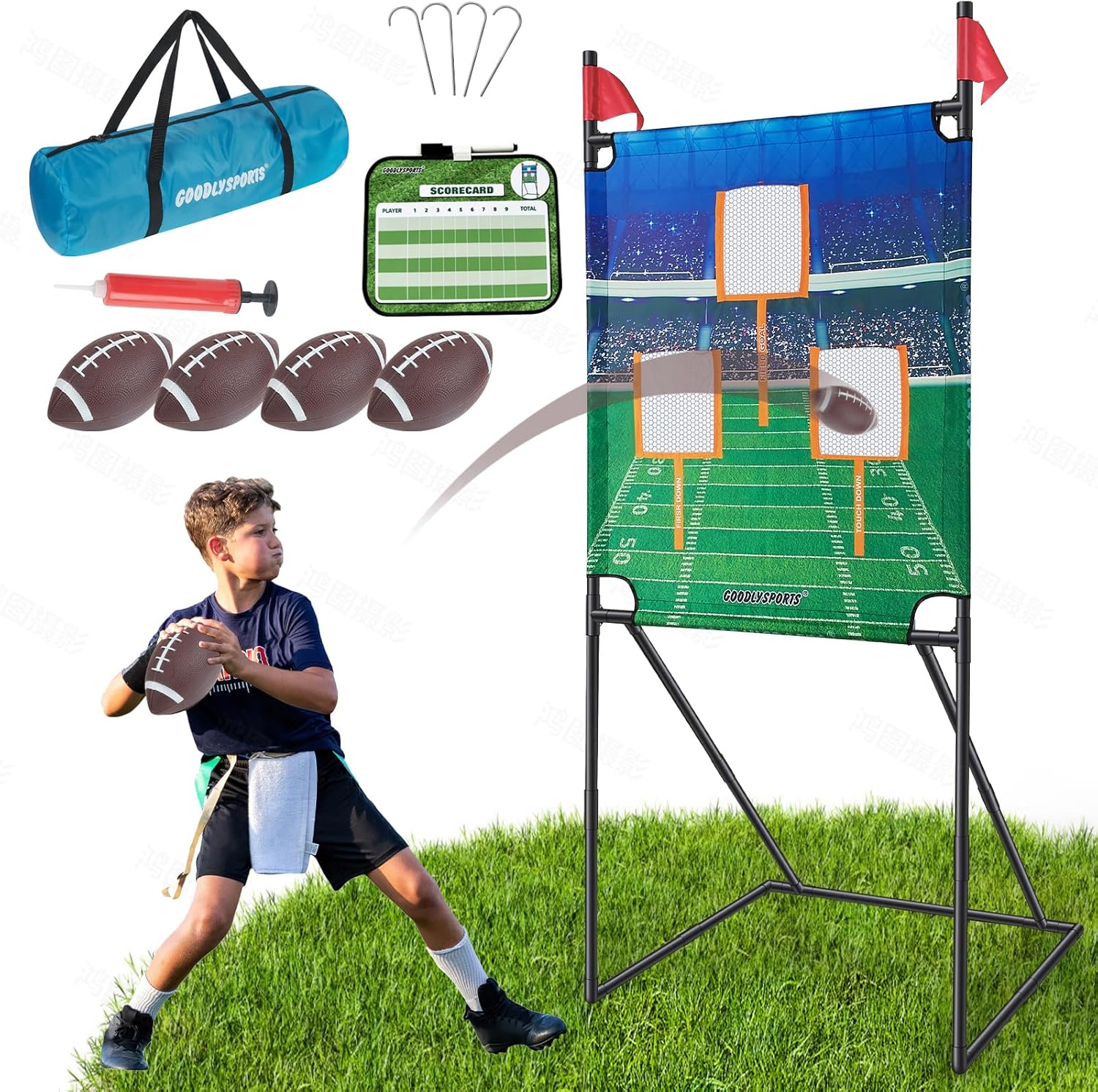Football Toss Game with Inflatable Balls and Target for Fun