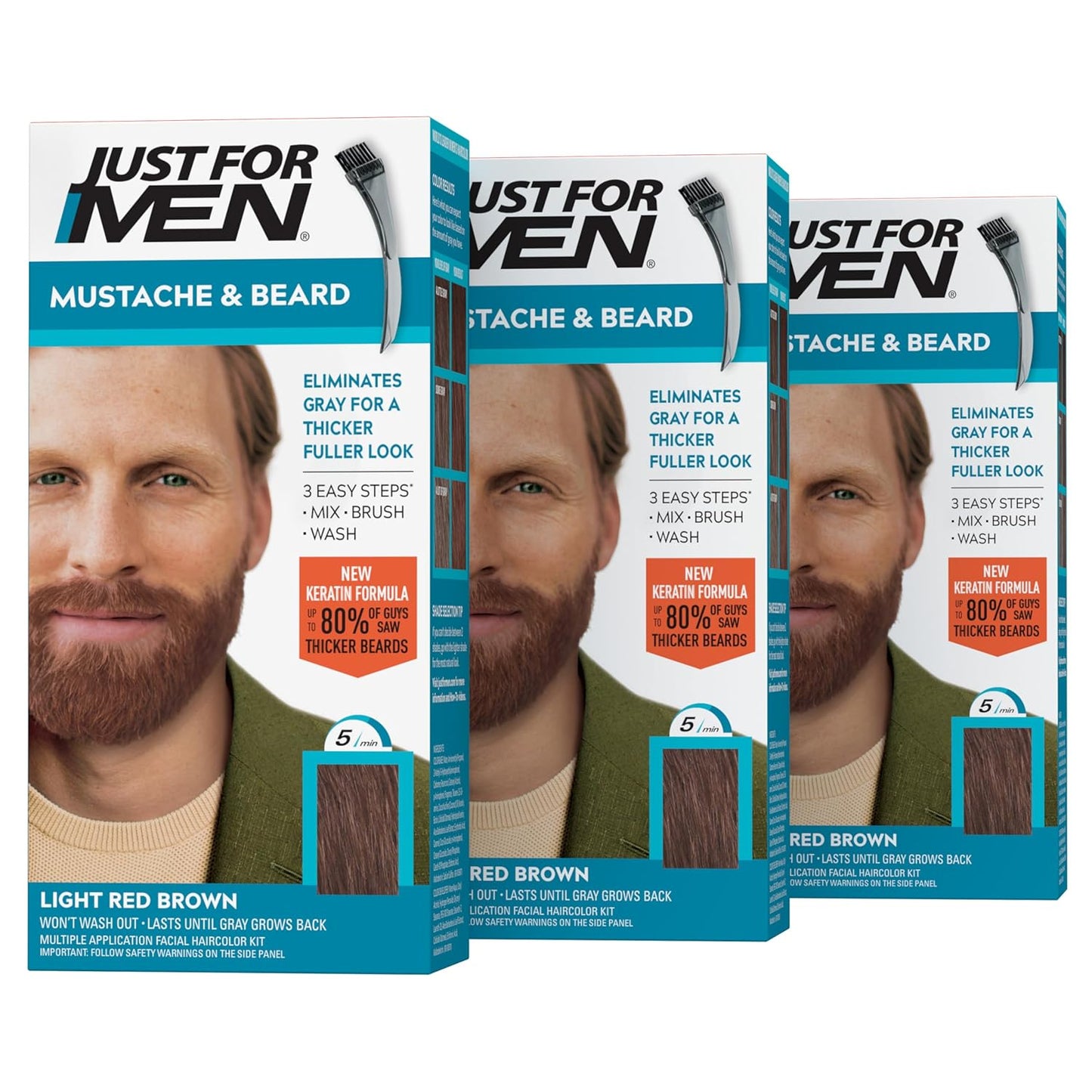 Just For Men Mustache & Beard Dye for Men - Light Red Brown