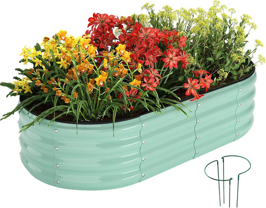 Galvanized Metal Planter Raised Garden Bed Kit for Outdoor Use
