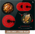 K&H 4 Burner 24 in Built-in Electric Ceramic Cooktop - Powerful 7200W