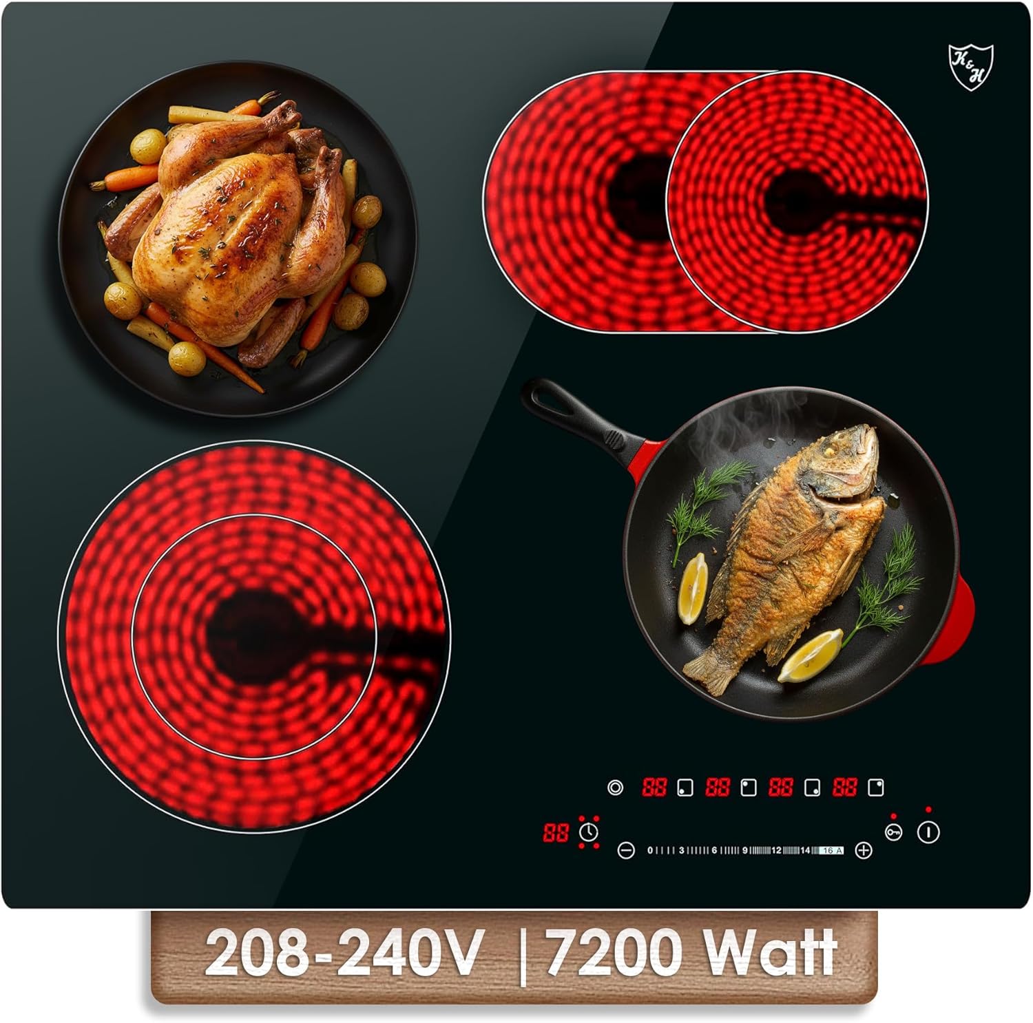 K&H 24 Inch Built-in Electric Stove Top with Touch Control