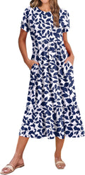Zeagoo Women Summer Midi A Line Dress - Flowy Tiered Sundress short