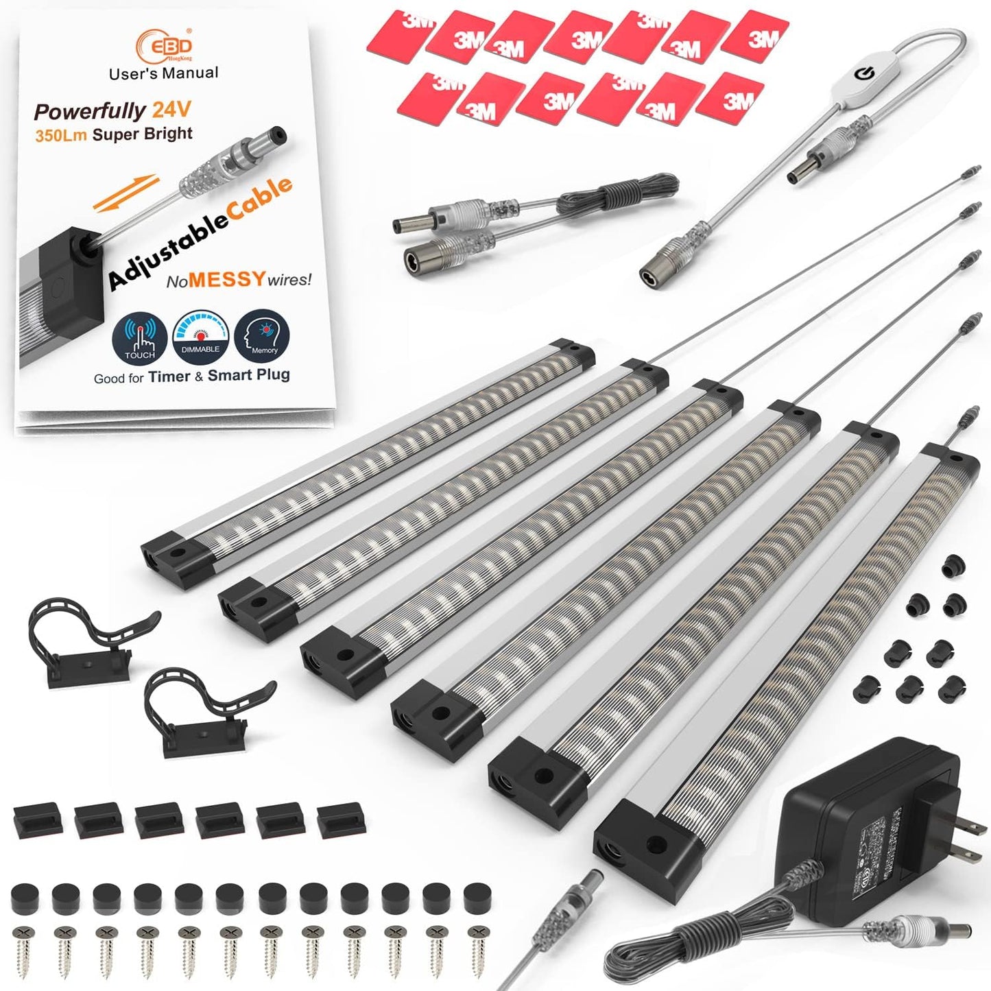 EBD Under Cabinet Lights Touch LED Lighting with Adjustable Cable