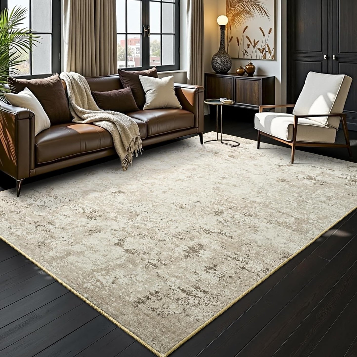 Toneed Abstract Area Rug - Modern Washable Soft Non Slip 8x10
