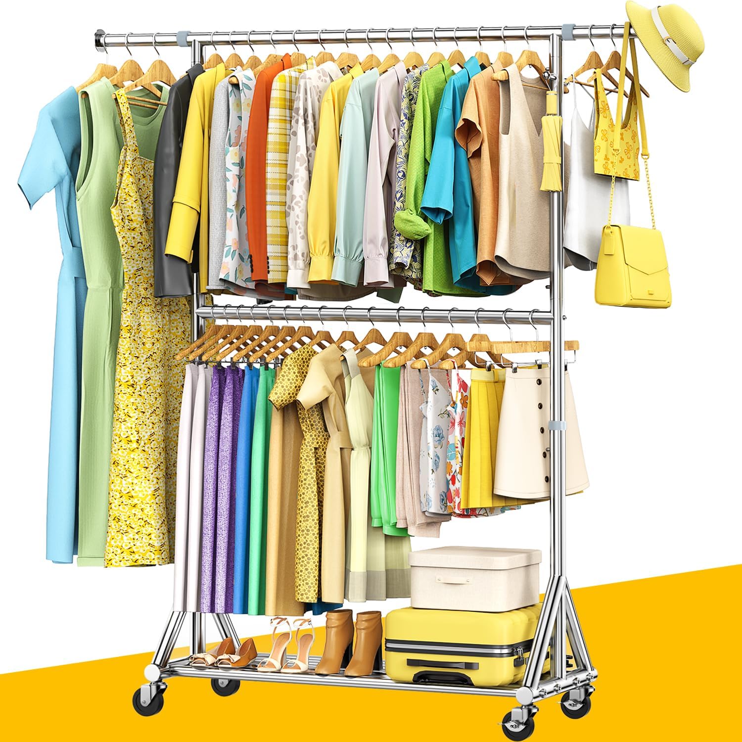 Heavy Duty Stainless Steel Clothes Rack with Adjustable Height