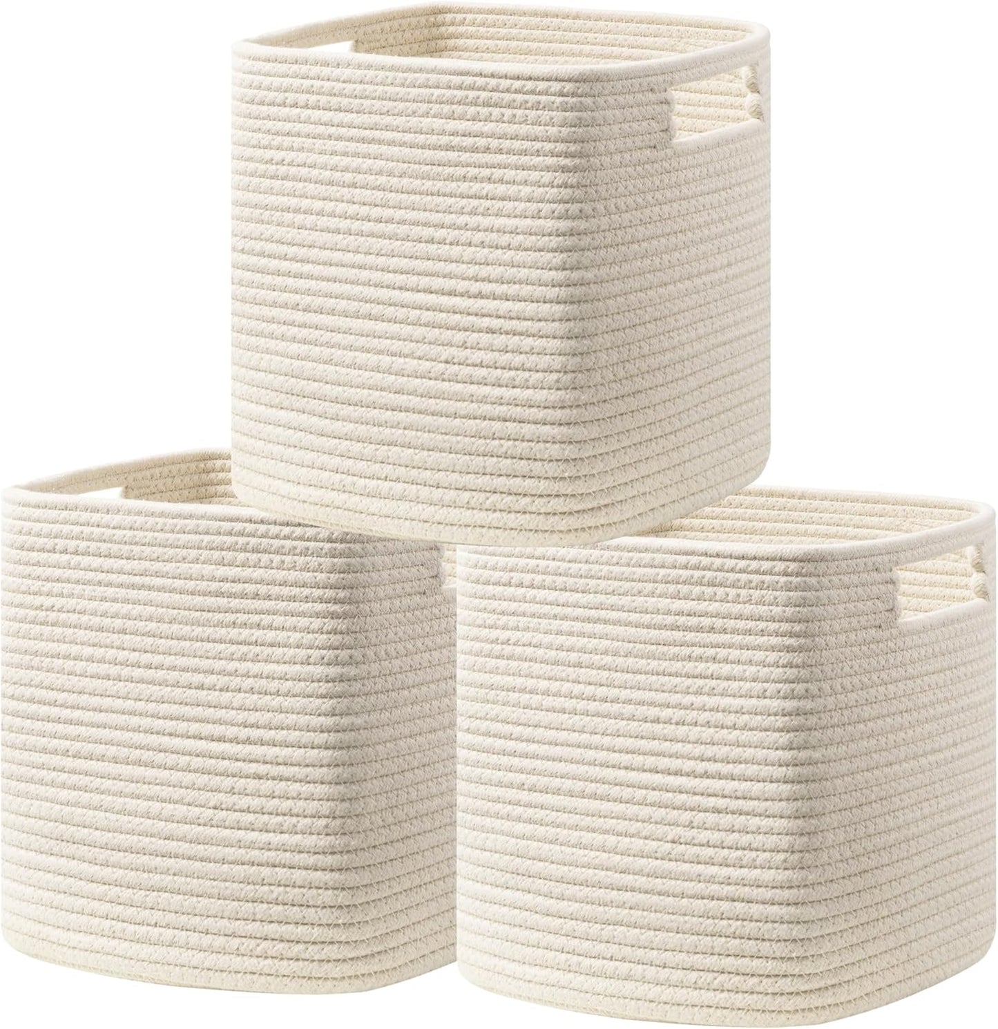 Cotton Rope Storage Baskets Set of 3 for Organizing Home