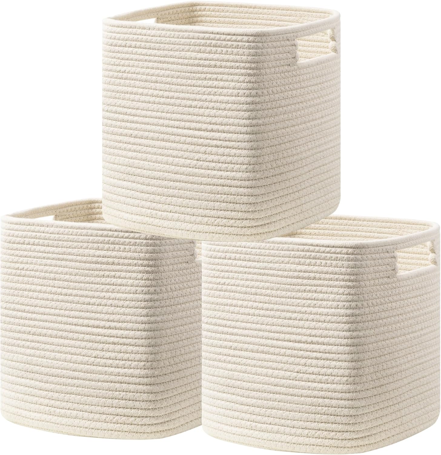 Cotton Rope Storage Baskets Set of 3 for Organizing Home