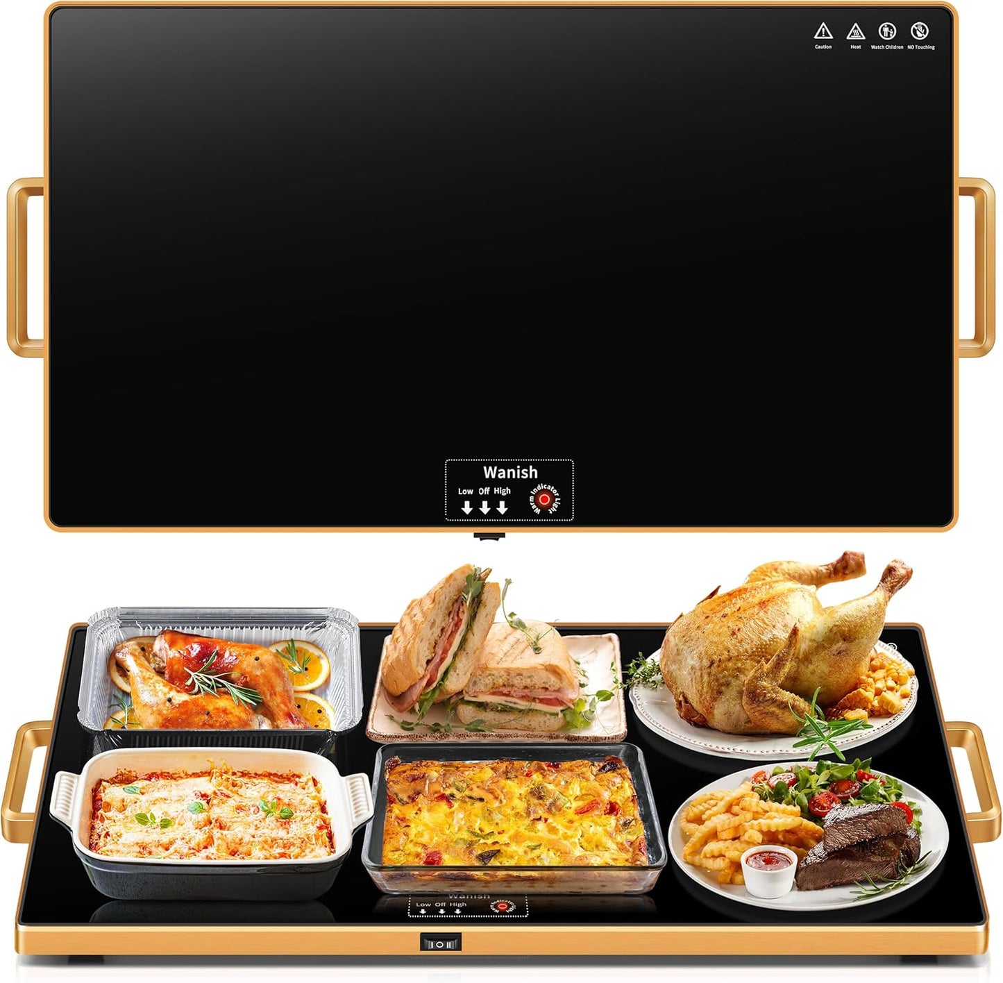 Electric Warming Tray XXL 32x18 for Parties with Thermostat