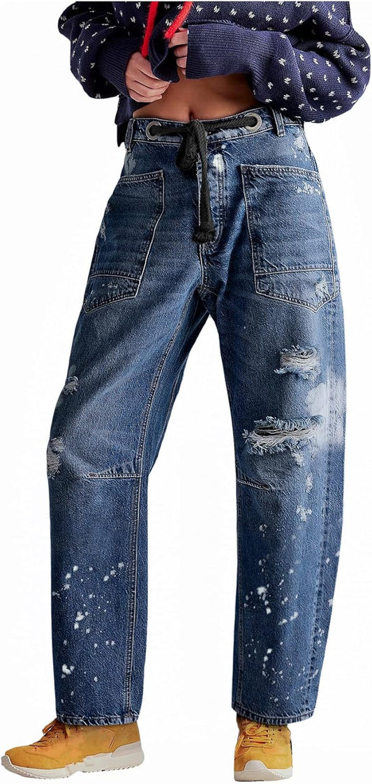 LifeShe Women's Baggy Barrel Jeans for Casual Style Lovers
