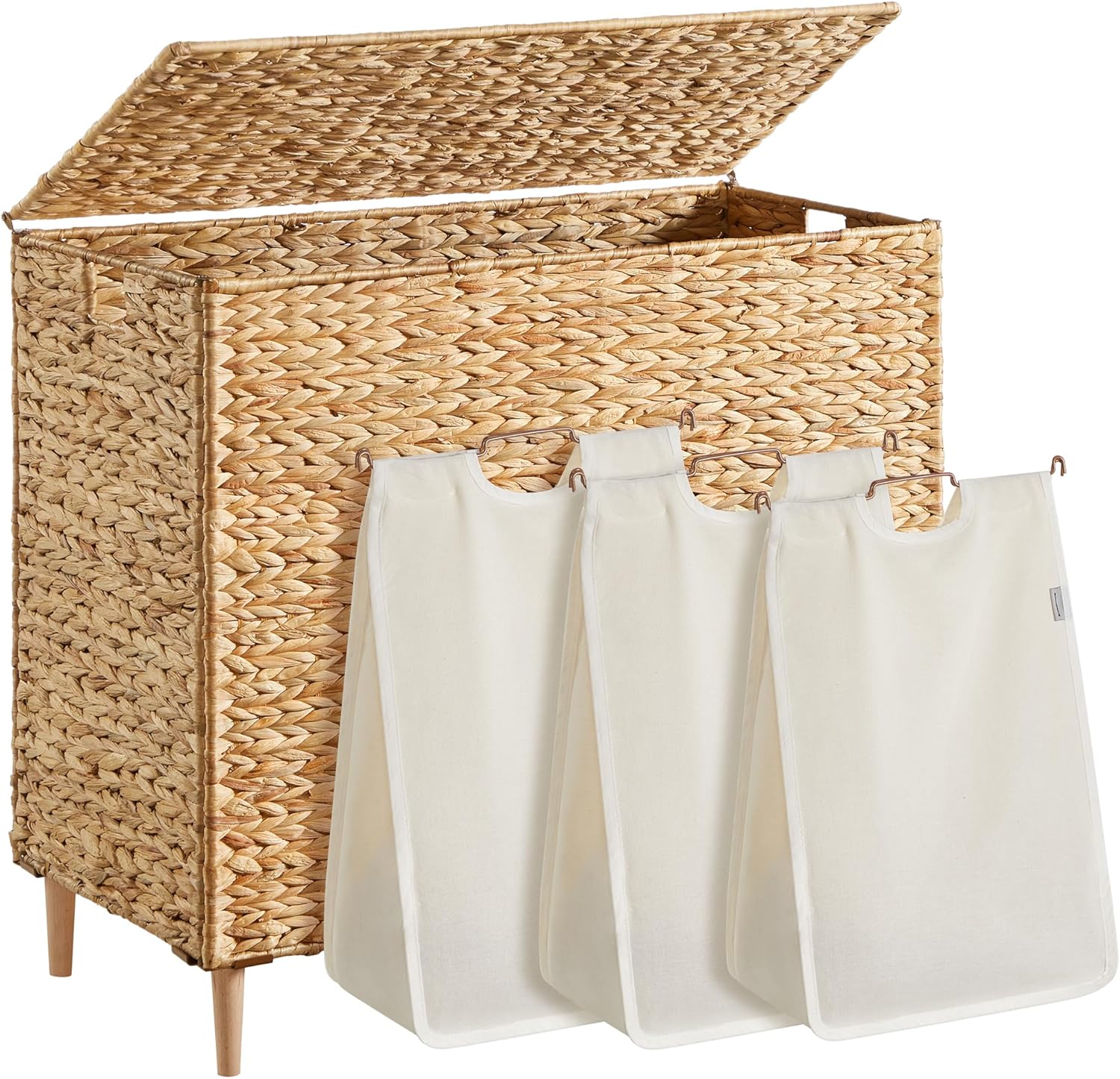 SONGMICS Handwoven Laundry Hamper with Lid for Efficient Sorting