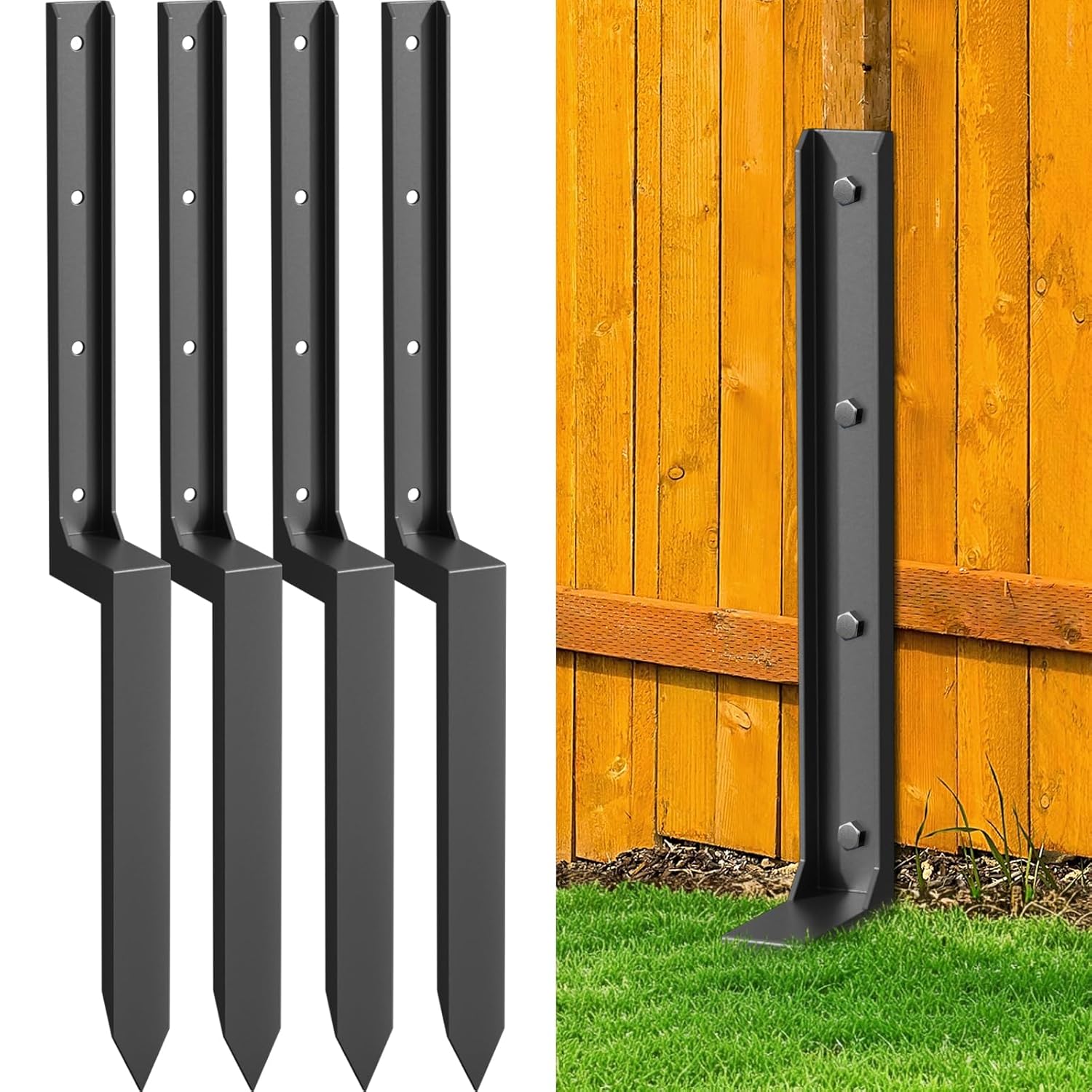 4 Pack Fence Post Repair Kit for Heavy Duty Stabilization