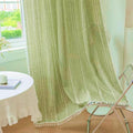 Deeprove Green Boho Curtains 108 in Long - Rustic Tassel Privacy