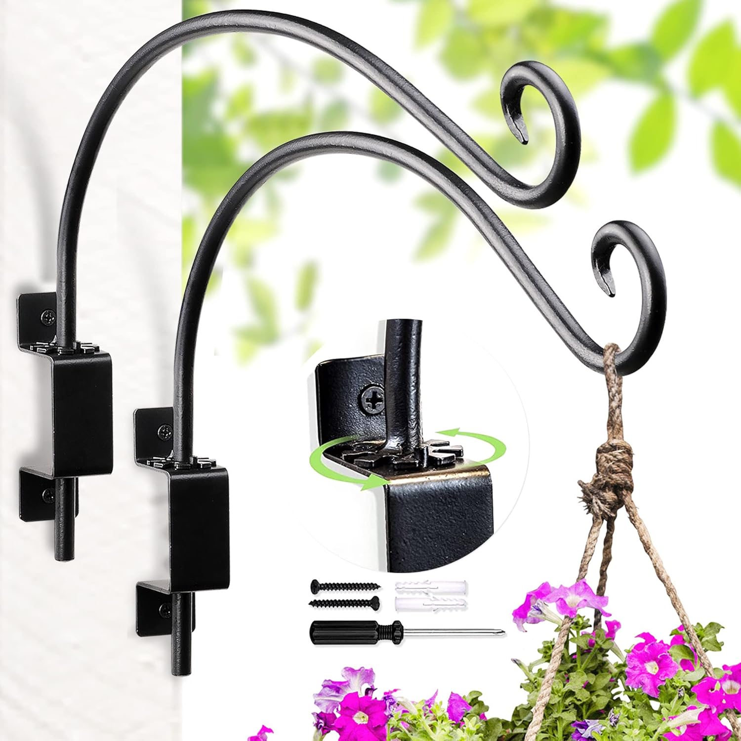 Swivel Bird Feeder Hanger Hook for Outdoor Plant Bracket Use