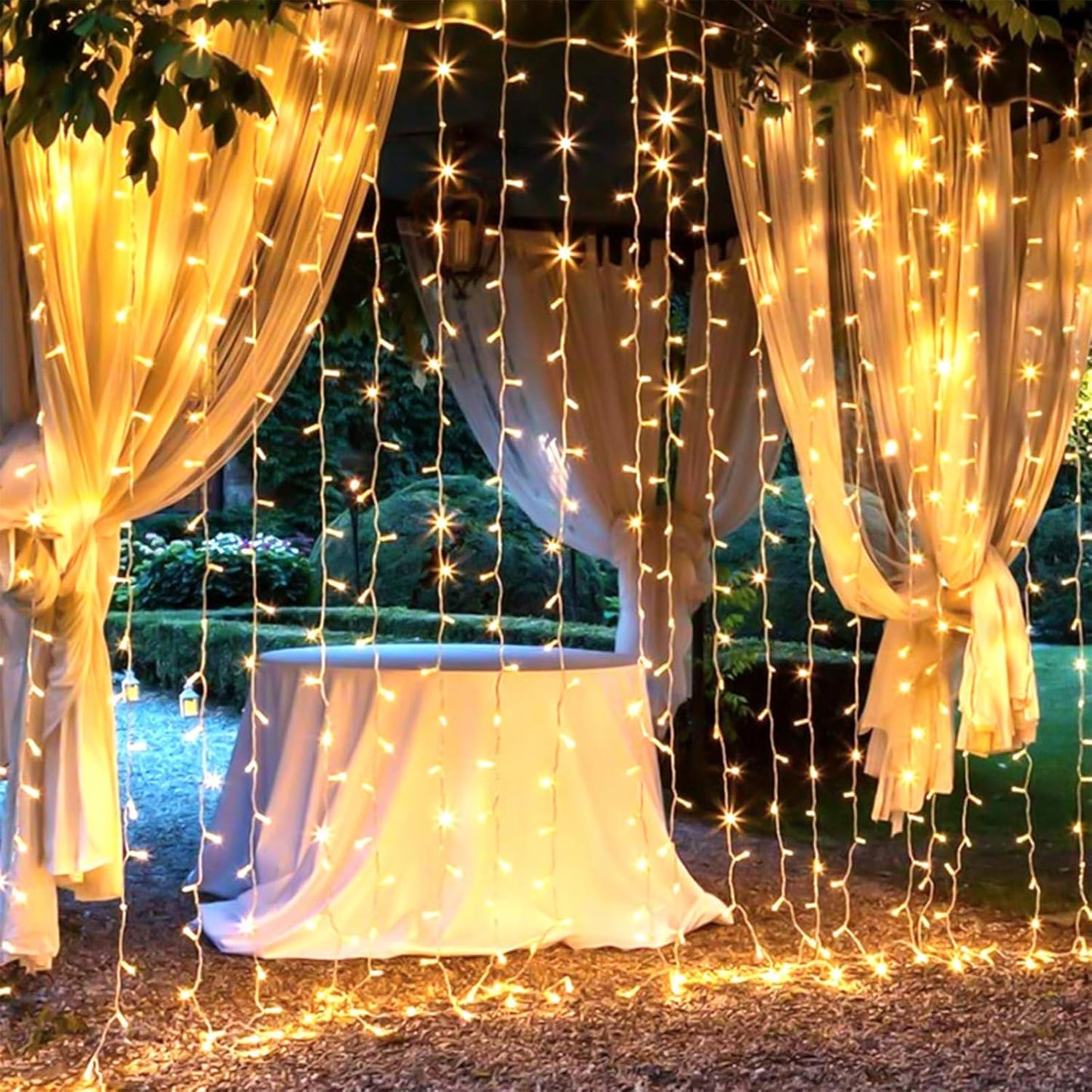 300 LED Curtain Fairy Lights  Remote Control, 8 Modes, Waterproof - Perfect for Weddings!