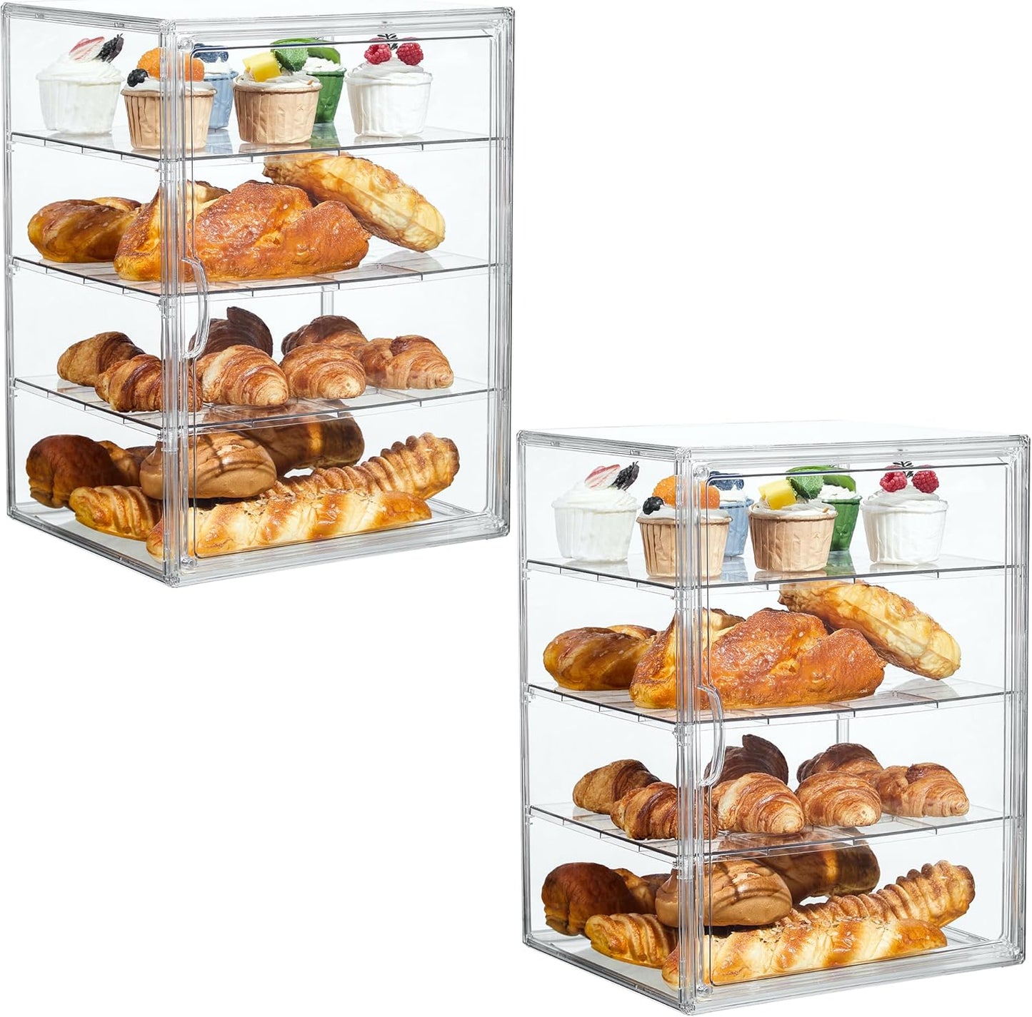 Pastry Display Case for Kitchen Countertop with Magnetic Doors