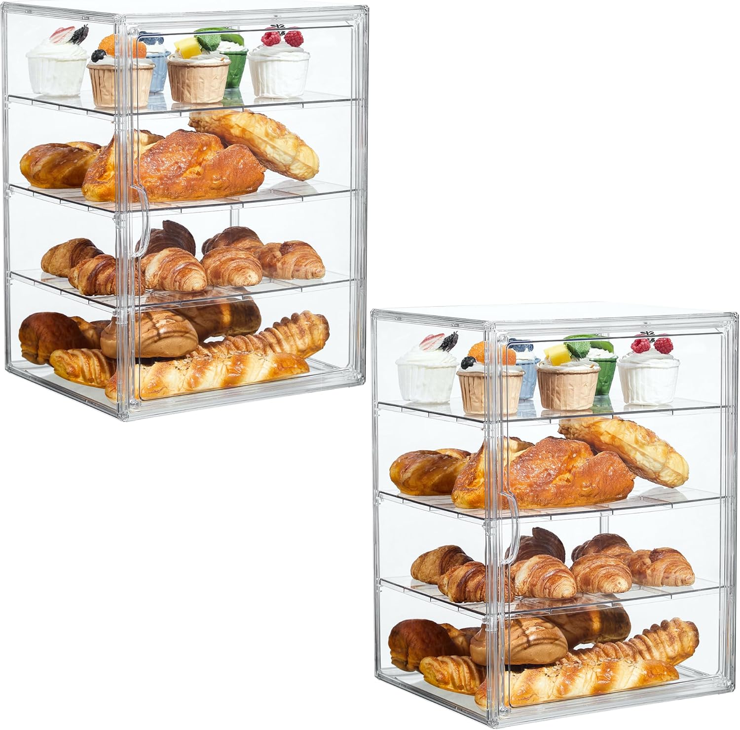 Pastry Display Case for Kitchen Countertop with Magnetic Doors