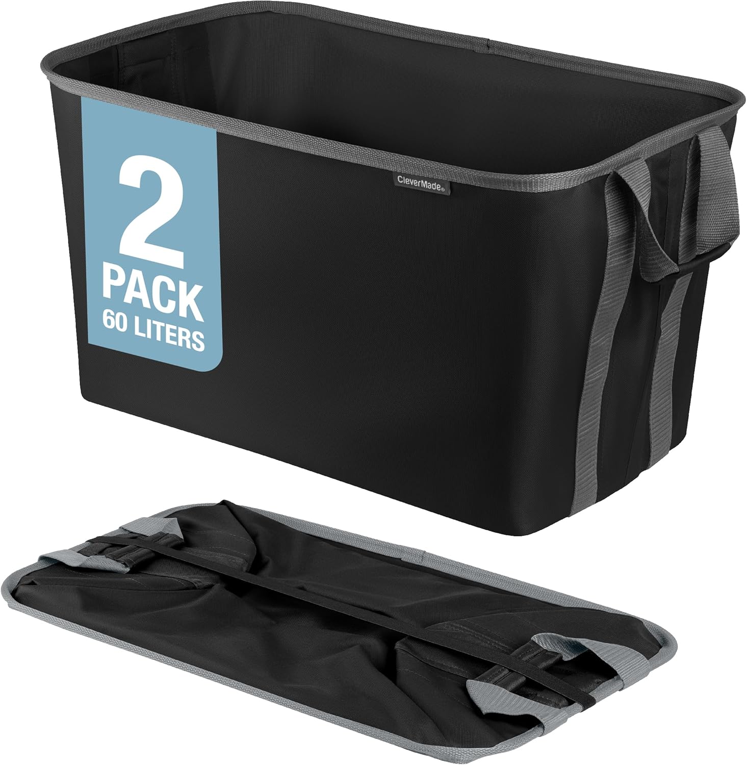 CleverMade Collapsible Laundry Basket Hamper 2-Pack for Home