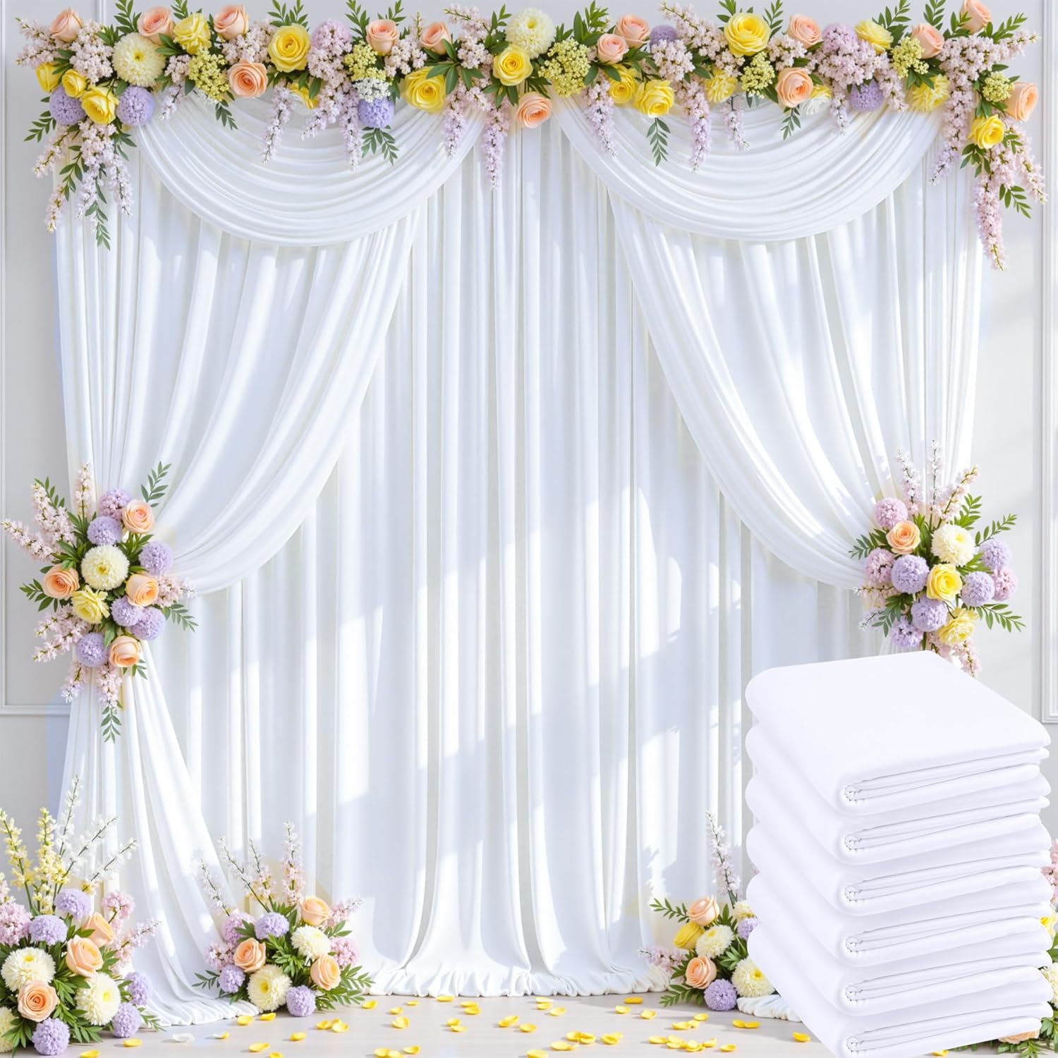 30ftx10ft Wrinkle Free White Backdrop Curtains for Events