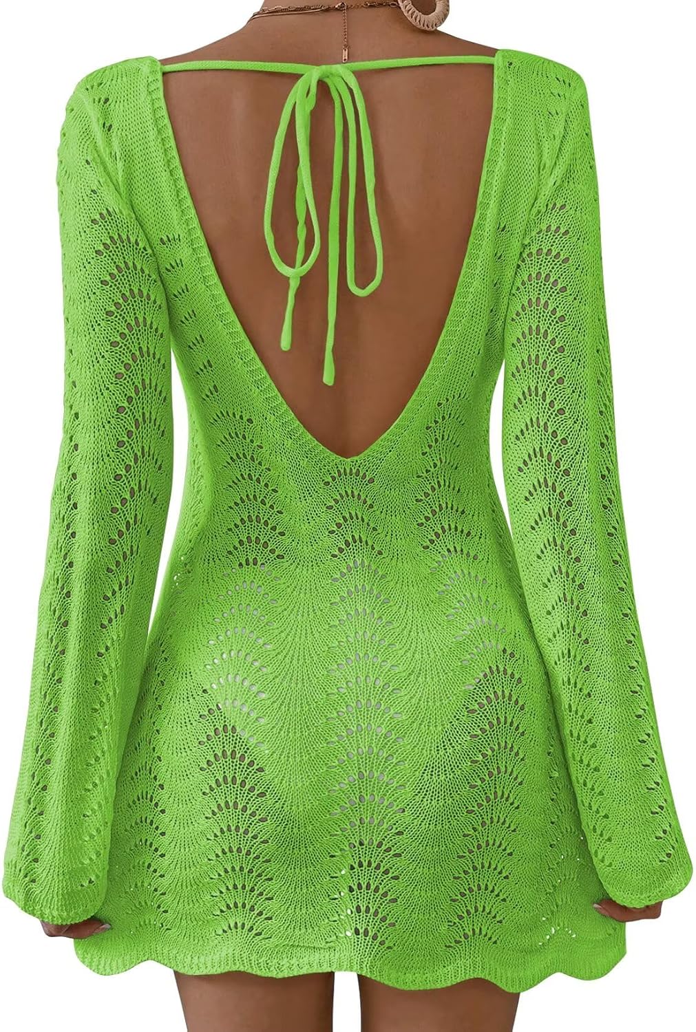 Womens Swimsuit Cover Up Long Sleeve Crochet Bathing Suit
