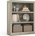 LINSY HOME 3-Tier Bookcase and Bookshelf - Rustic Washed Grey