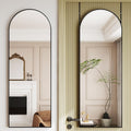 Over The Door Mirror Full Length 19in x 51in - Arched Black Frame