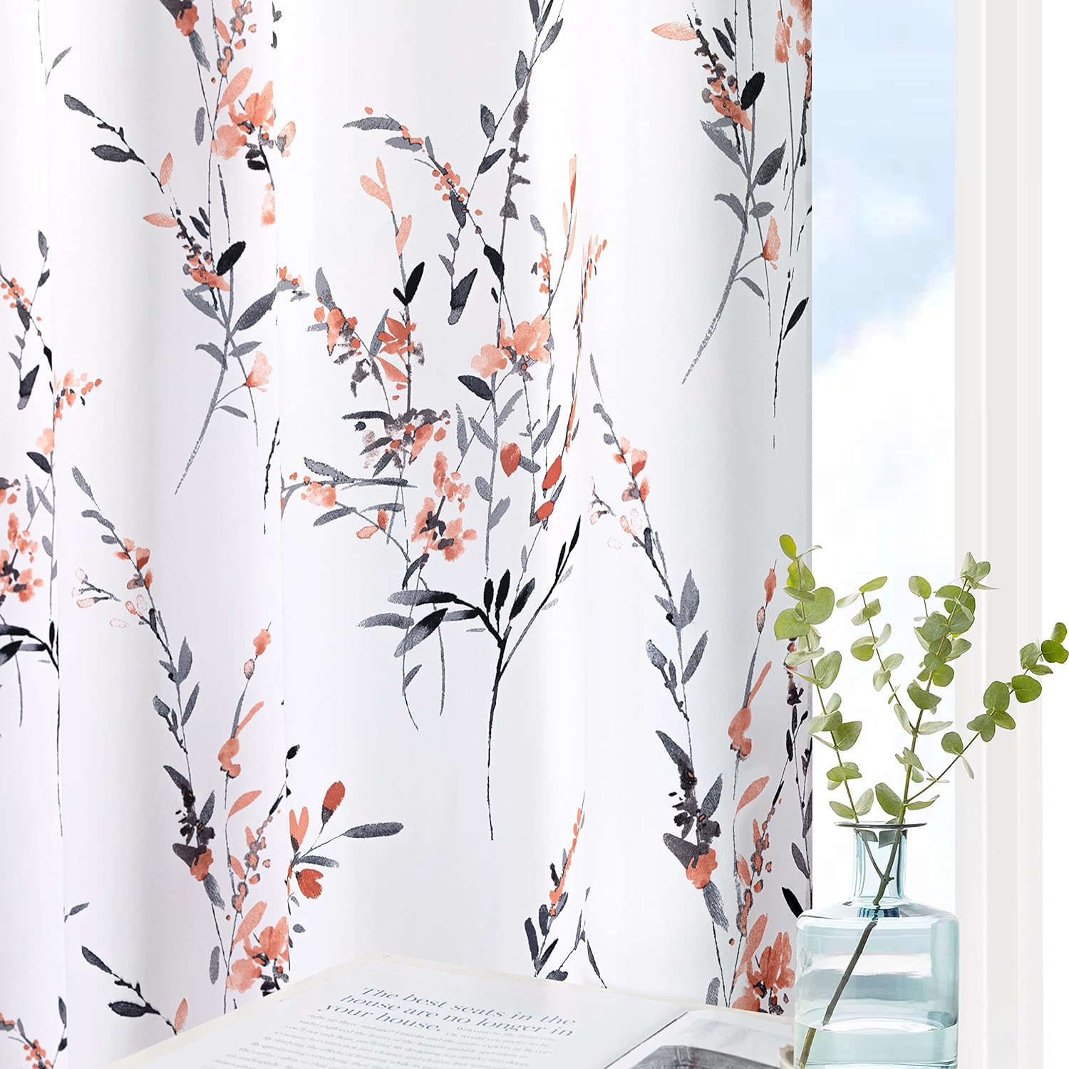MYSKY HOME Floral Curtains 84 Inch Length for Cozy Spaces