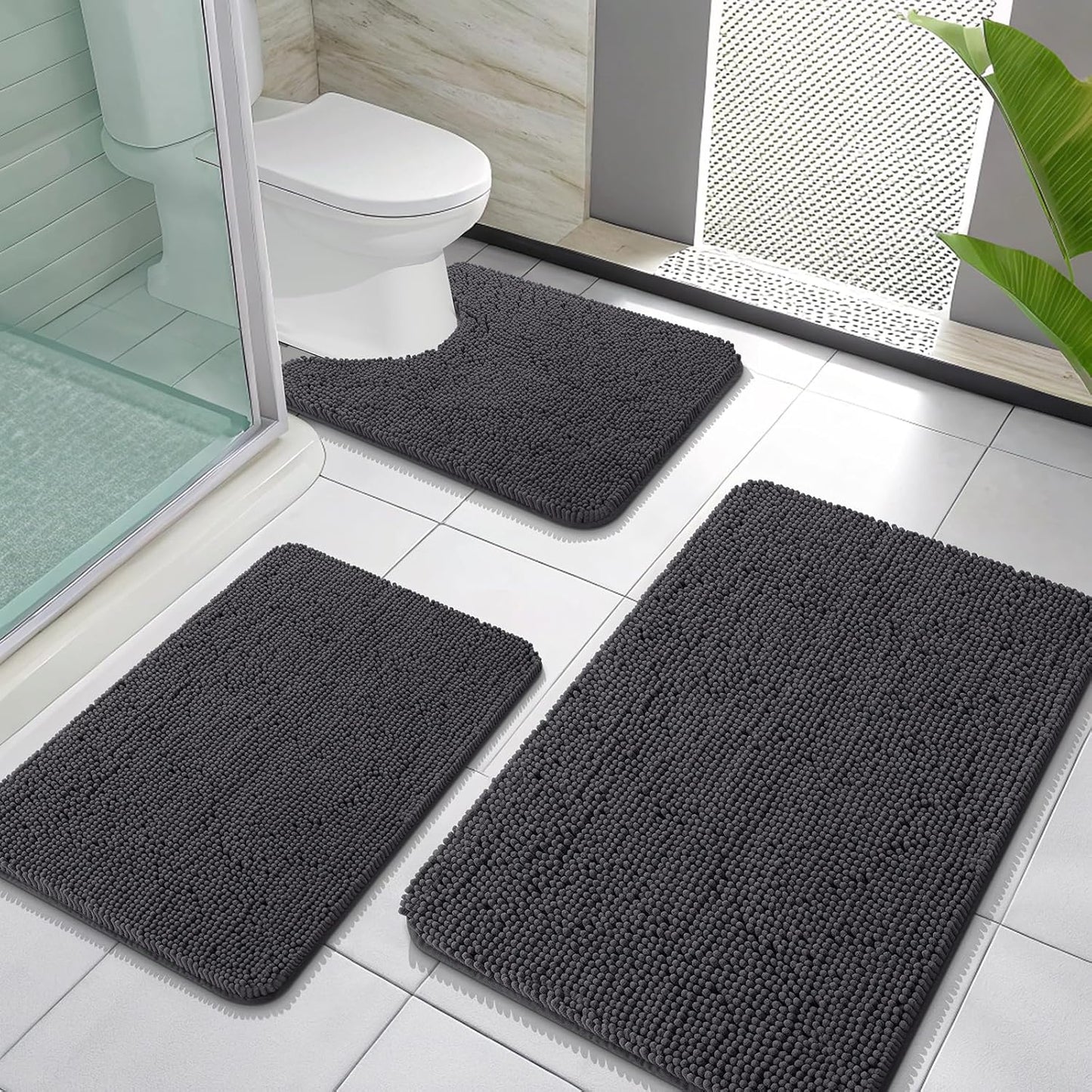 OLANLY Soft Chenille Bathroom Rugs Set for Ultimate Comfort